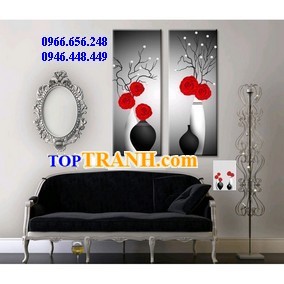 Tranh gắn đá hoa hồng đỏ